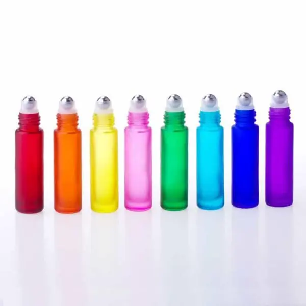 10ml parfumroller flesjes regenboog chakra kleuren rollerfles dik glas