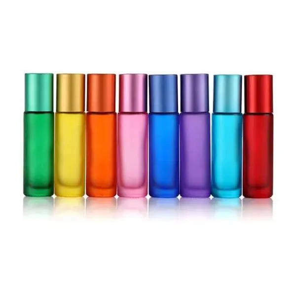 10ml roller flesjes regenboog chakra kleuren parfumrollers dik glas