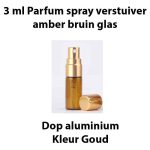 3 ml parfum spray verstuiver amber bruin glas glazen sprayflesjes dop aluminium goud