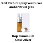 3 ml parfum spray verstuiver amber bruin glas glazen sprayflesjes dop aluminium zilver