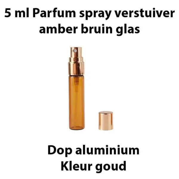 5 ml parfum spray verstuiver amber bruin glas glazen sprayflesjes dop aluminium goud