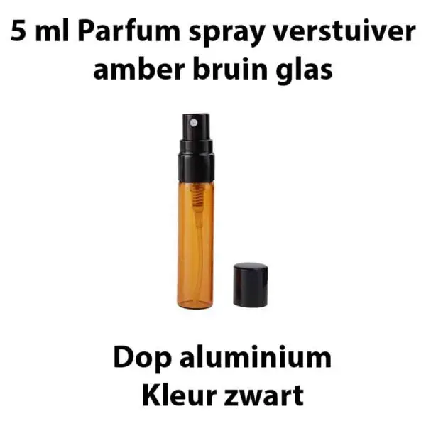 5 ml parfum spray verstuiver amber bruin glas glazen sprayflesjes dop aluminium zwart