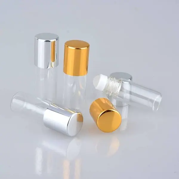 Roll on parfum flesje 2ml rvs roller glas essentiele olien goud zilver dop