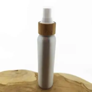 aluminium sprayfles 150ml mat zilver verstuiver spraydop bamboe wit