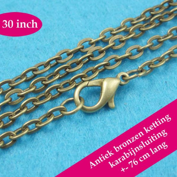 antiek bronzen halsketting losse kabel ketting karabijnsluiting
