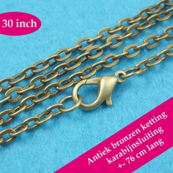 antiek bronzen halsketting losse kabel ketting karabijnsluiting