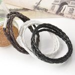 armband gevlochten leer klik sluiting zw br wit