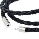 armband gevlochten leer klik sluiting zwart