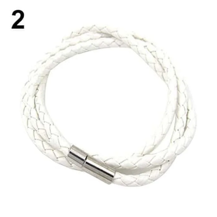 armband gevlochten leer wit