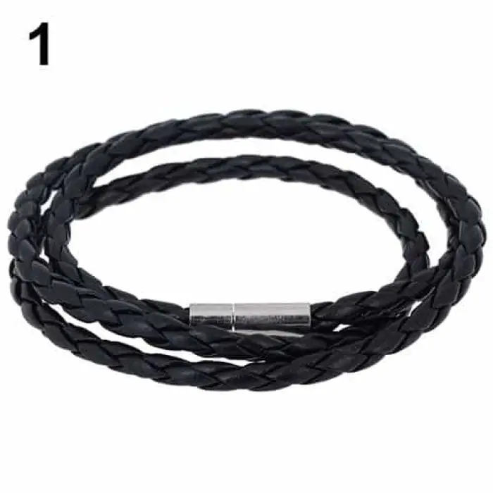 armband gevlochten leer zwart