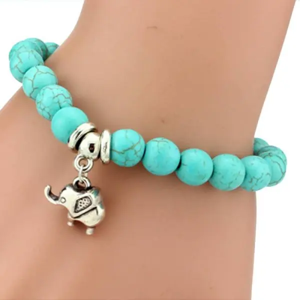 armband lavasteen groen olifant