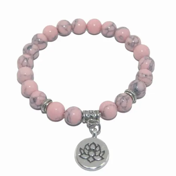 armband lotus roze turquoise natuursteen 1