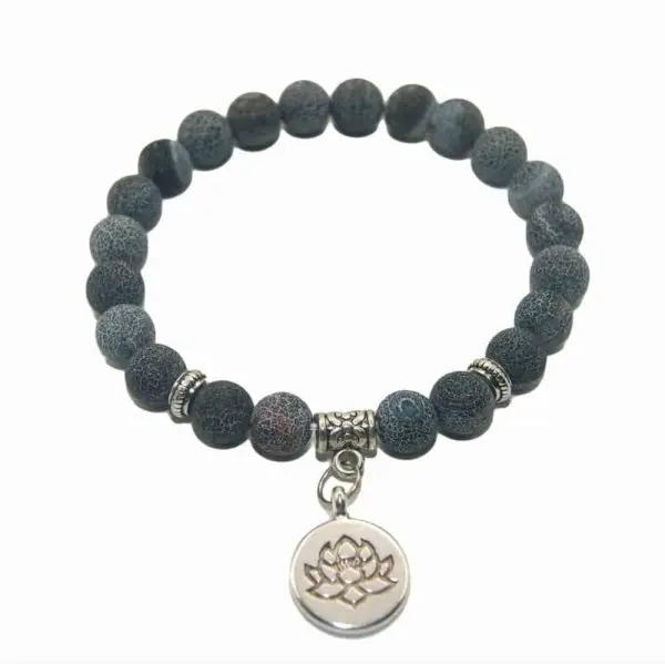 armband lotus zwarte agaat natuursteen