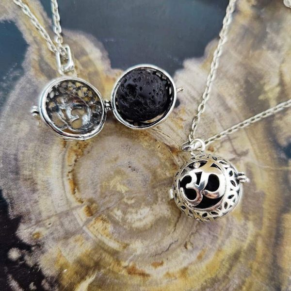 aroma ketting aum ohm om parfum medaillon lavasteen pomander