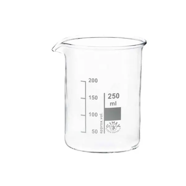 bekerglas 250 ml medium lm maatbeker hittebestendig borosilicaat glas