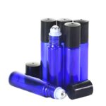 Blauw Rollerflesje 10 ml – RVS Bal, Zwarte Dop