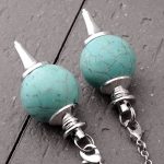 blauwe howliet blue howlite ronde pendel edelsteen