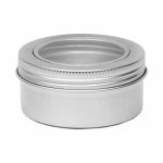 blikken pot venster 150ml zilver rond schroefdeksel kijkvenster aluminium verpakkingen