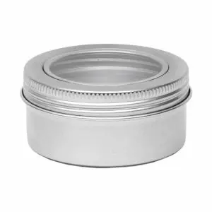 blikken pot venster 150ml zilver rond schroefdeksel kijkvenster aluminium verpakkingen