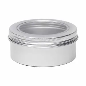 blikken pot venster 80ml zilver rond schroefdeksel kijkvenster aluminium verpakkingen