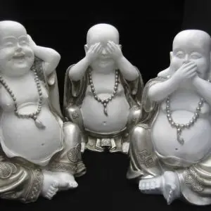 boeddha set horen zien zwijgen wit zilver