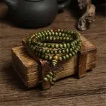 boeddhistische groene houten kralen armband ketting handgemaakt 6mm