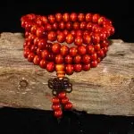 boeddhistische oranje houten kralen armband ketting handgemaakt 8mm