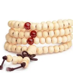 boeddhistische witte houten kralen armband ketting handgemaakt 8mm