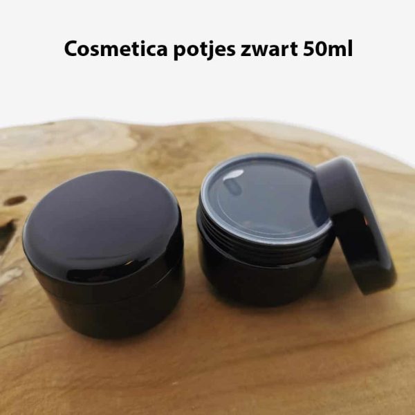 cosmetica potten zwart 50ml creme zalf balsem potjes inlay deksel