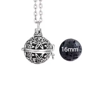 diffuser aroma ketting bloem mexico parfum geur medaillon lavasteen pomander