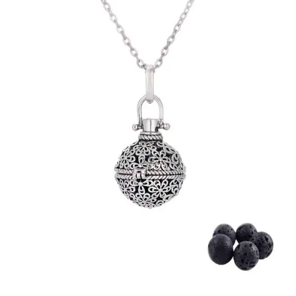 diffuser aroma ketting bloem parfum geur medaillon lavasteen