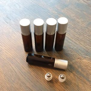 essentiele olie roller flesjes 10ml amber bruin glas zilveren dop rvs roller