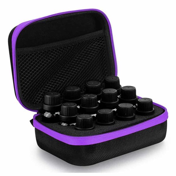 essentiele olie tas 12 flesjes reis etui opbergtas 5ml 10ml 15ml zwart paars