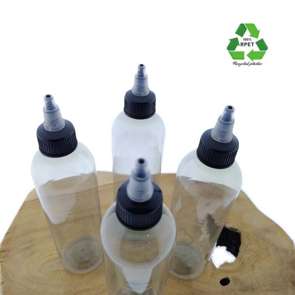 Fles 250ml transparant spuitdop twist nozzle doseerfles