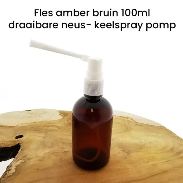 fles amber bruin 100ml draaibare neus keelspray pomp vernevelaar