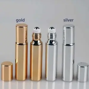 gekleurde glazen rollerflesjes goud zilver rvs roller uv parfum essentiele olie