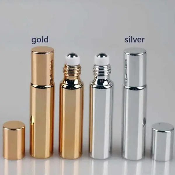 gekleurde glazen rollerflesjes goud zilver rvs roller uv parfum essentiele olie