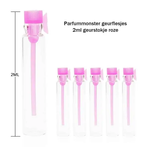 geurflesjes roze geurstokje hervulbare parfum monster flesjes 2ml