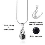 geurketting parfumhanger druppel twist lavasteen aromatherapie sieraad