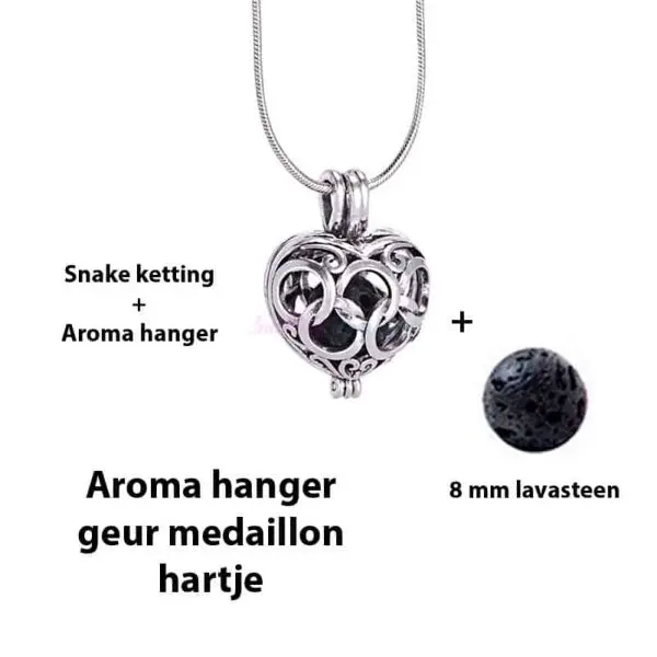 geurketting parfumhanger hart lavasteen aromatherapie sieraad