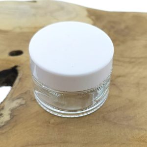 glazen cosmetica pot 30ml transparant glas schroefdeksel wit