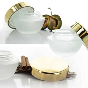 glazen cosmetica pot 50ml mat glas gouden deksel 1