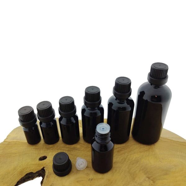 glazen druppelflessen zwart glas 5 t m 100ml druppeldop zwart