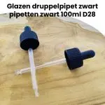 glazen druppelpipet zwart d28 28 410 pipetten 100ml t m 125ml