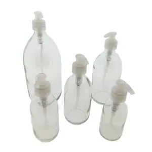 glazen fles helder transparant glas lotion zeeppomp transparant