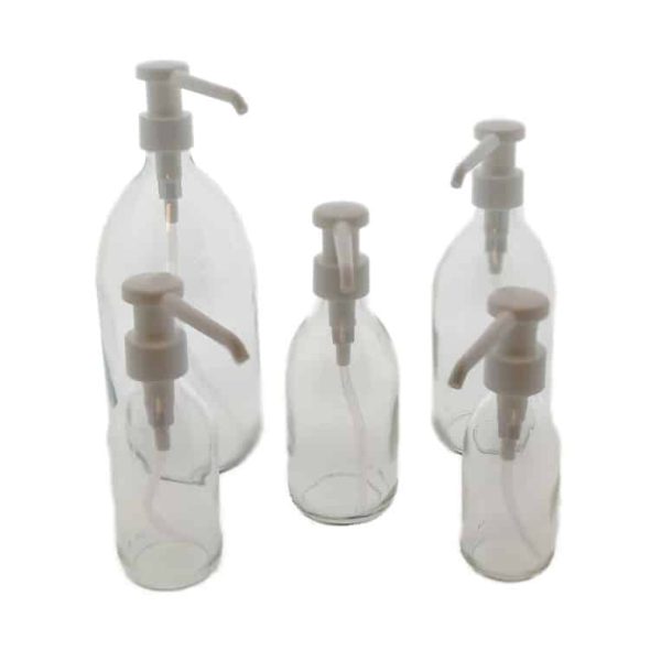 glazen fles helder transparant lange zeeppomp lotion pomp