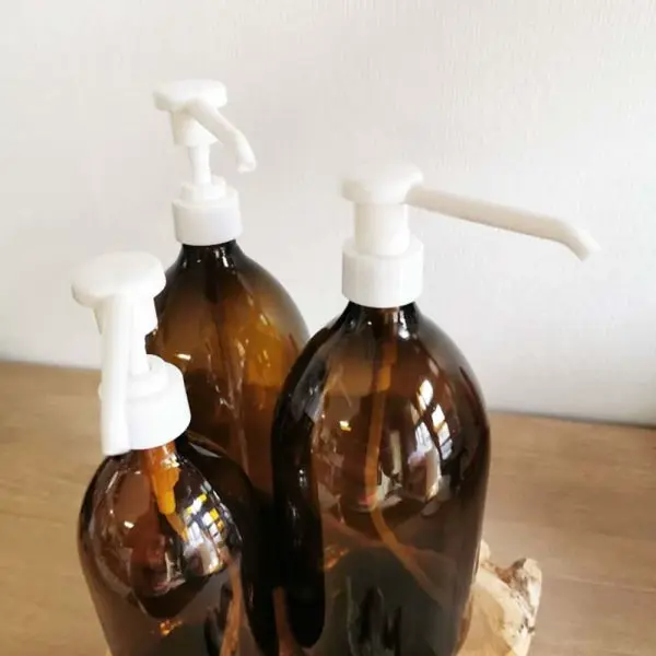 glazen fles lange zeeppomp lotion pomp amber glas 500ml 1000ml