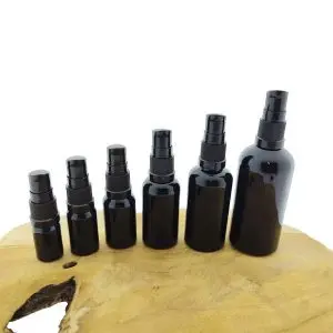 glazen fles zwart lotion pomp 5ml t m 100ml
