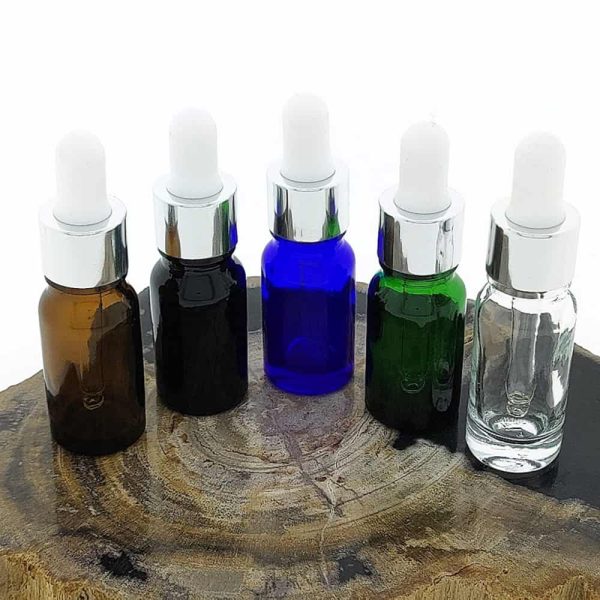 glazen pipetfles 10ml gekleurd glas pipet zilver wit