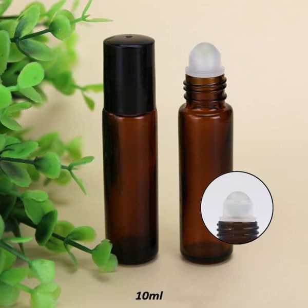 glazen roller flesjes 10ml essentiele olie parfumrollers dik amber bruin glas roller inzet glas